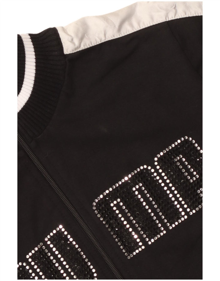 Puma Womens Graphic Tracksuit Top Jacket UK 12 Medium Black Colourblock