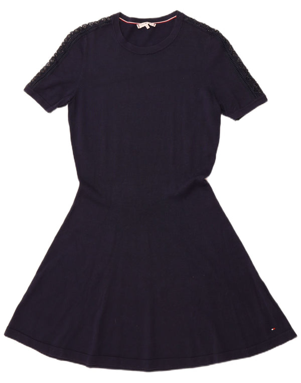 TOMMY HILFIGER Womens T-Shirt Dress UK 14 Large Navy Blue Cotton