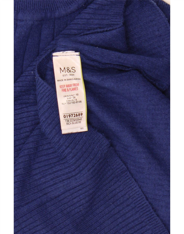 Marks & Spencer Womens Turtle Neck Jumper Sweater UK 10 Small Blue Viscose