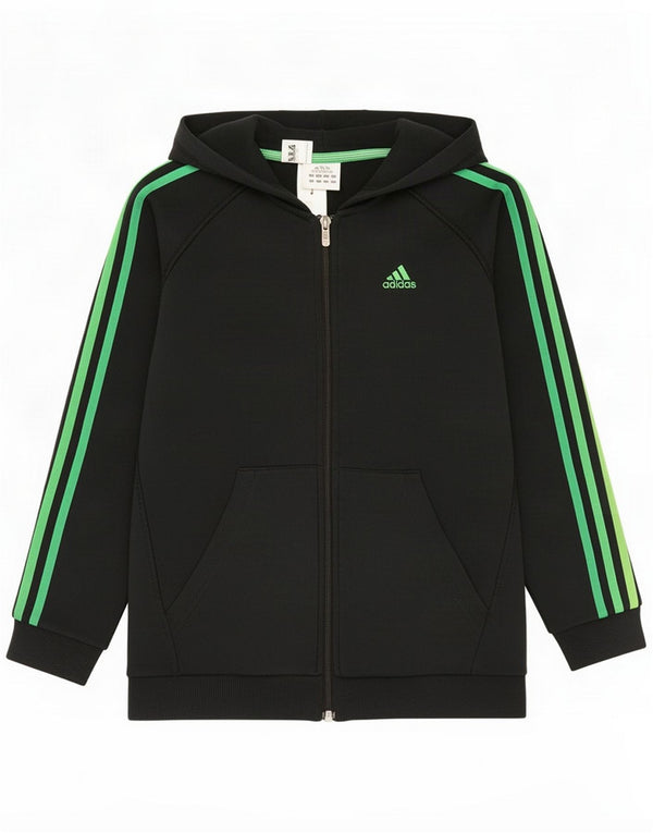 Adidas Boys Zip Hoodie Sweater 11-12 Years Black Cotton