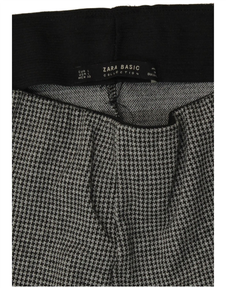 Zara Womens Slim Fit Leggings UK 14 Large  Grey Houndstooth