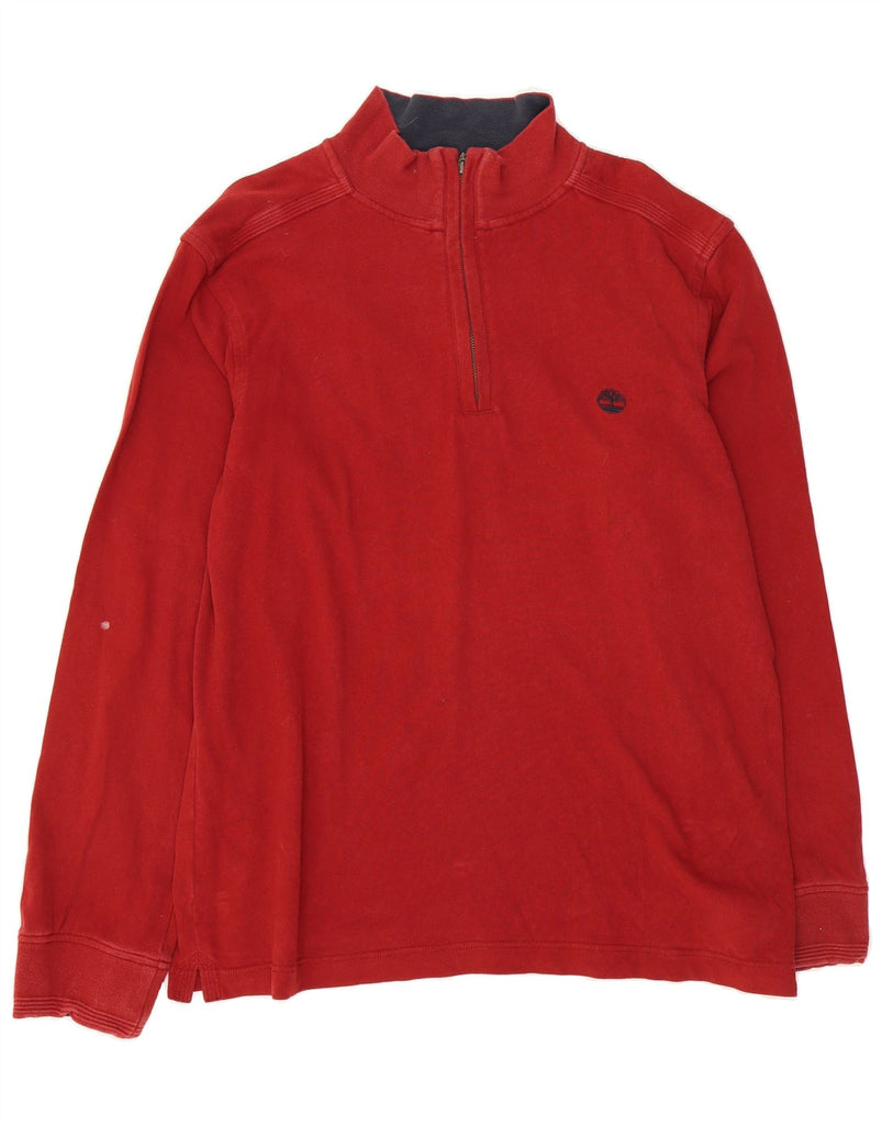 TIMBERLAND Mens Regular Fit Zip Neck Sweatshirt Jumper 2XL Red Cotton Vintage Timberland and Second-Hand Timberland from Messina Hembry 