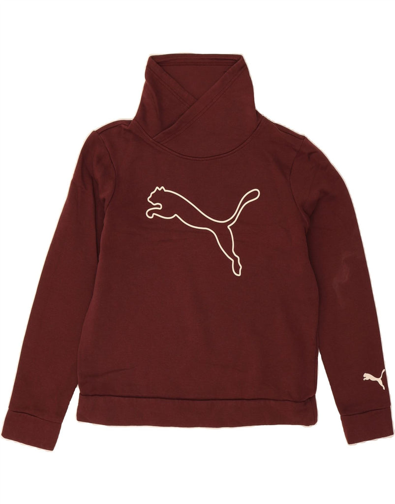 PUMA Womens Graphic Sweatshirt Jumper UK 14 Medium Maroon Cotton Vintage Puma and Second-Hand Puma from Messina Hembry 