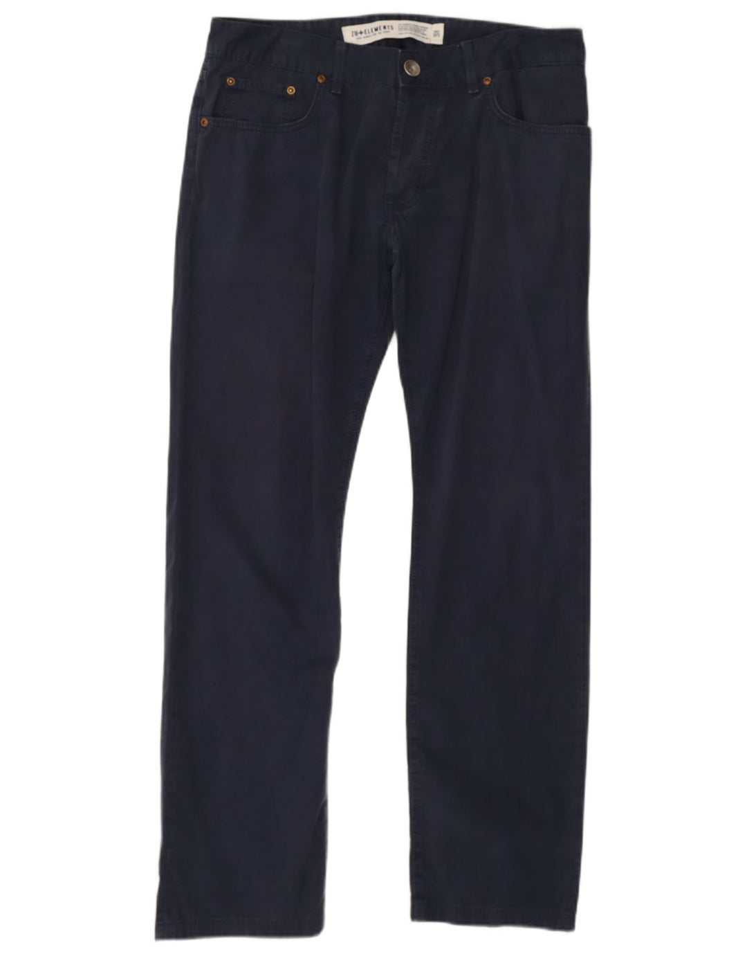 Zu Elements Womens Straight Casual Trousers W34 L28 Navy Blue Cotton