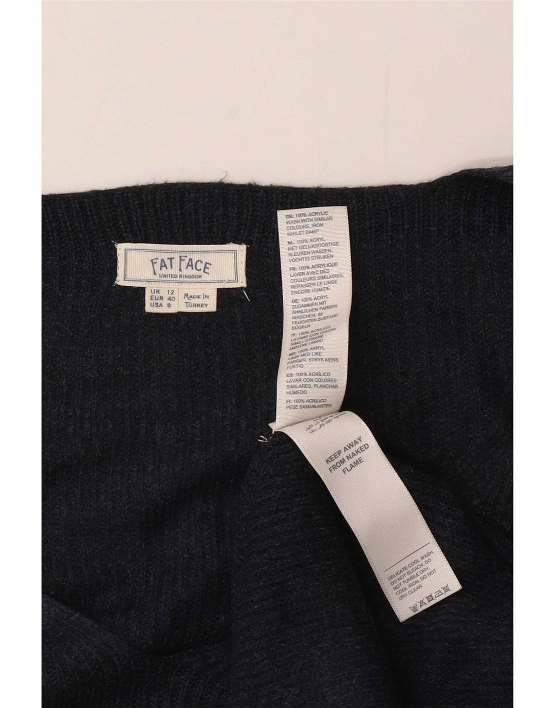 Fat Face Womens Oversized V-Neck Jumper Sweater UK 12 Medium Navy Blue
