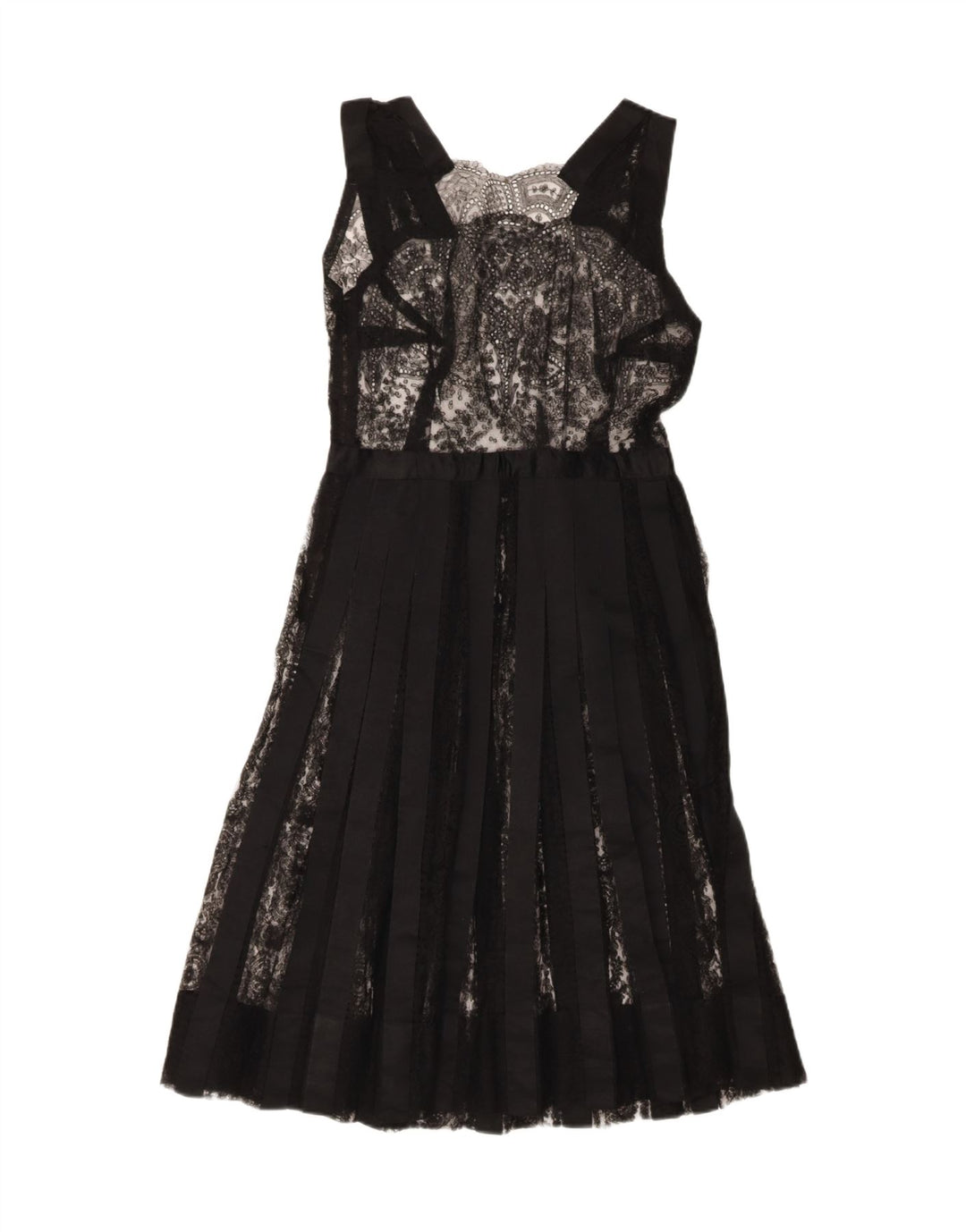 VINTAGE Womens Sleeveless A-Line Dress UK 12 Medium Black Vintage Vintage and Second-Hand Vintage from Messina Hembry 