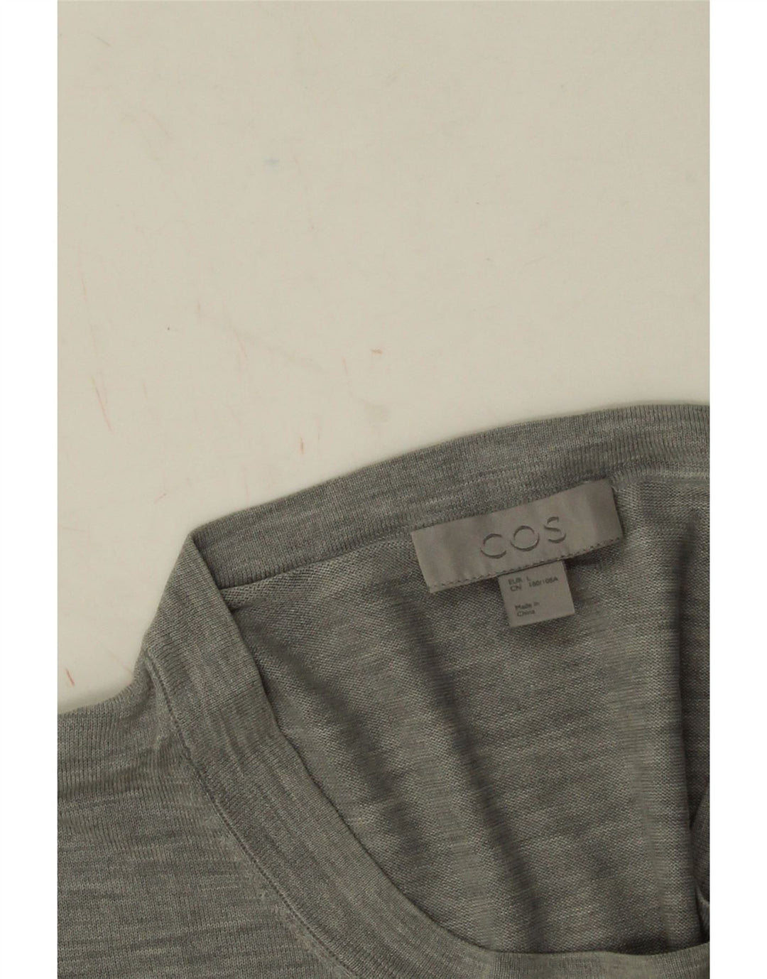 Cos Mens T-Shirt Top Large Grey Flecked Cotton