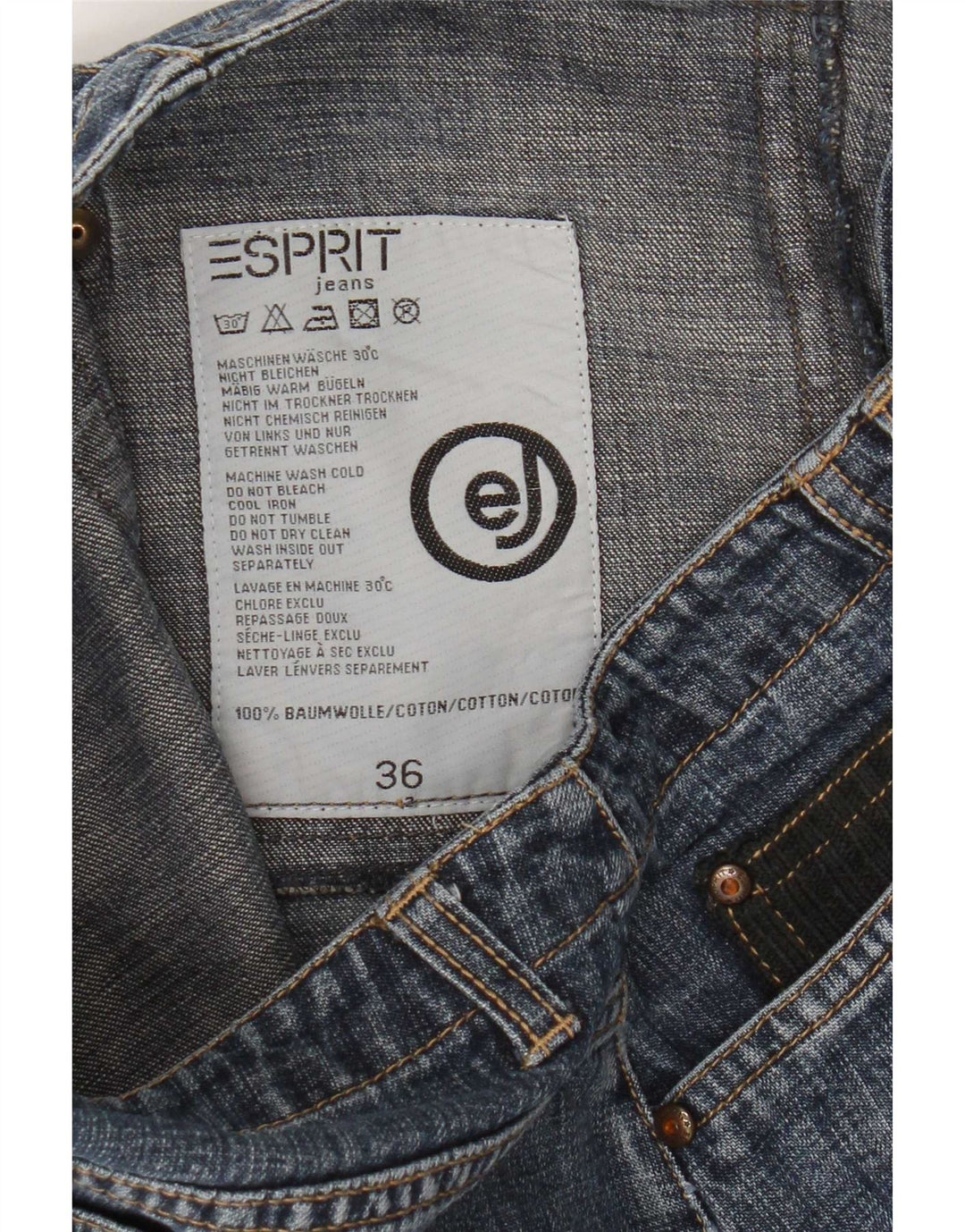 Esprit Womens Mini Denim Skirt EU 36 Small W26 Blue Cotton