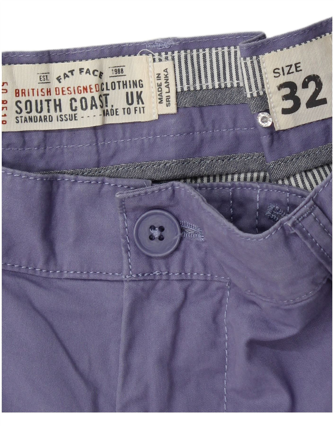 FAT FACE Mens Chino Shorts W32 Medium Purple Cotton