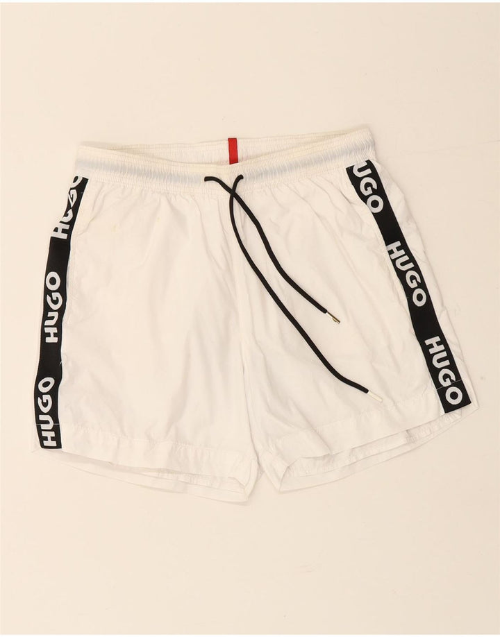 HUGO BOSS Mens Swimming Shorts Small White Polyamide