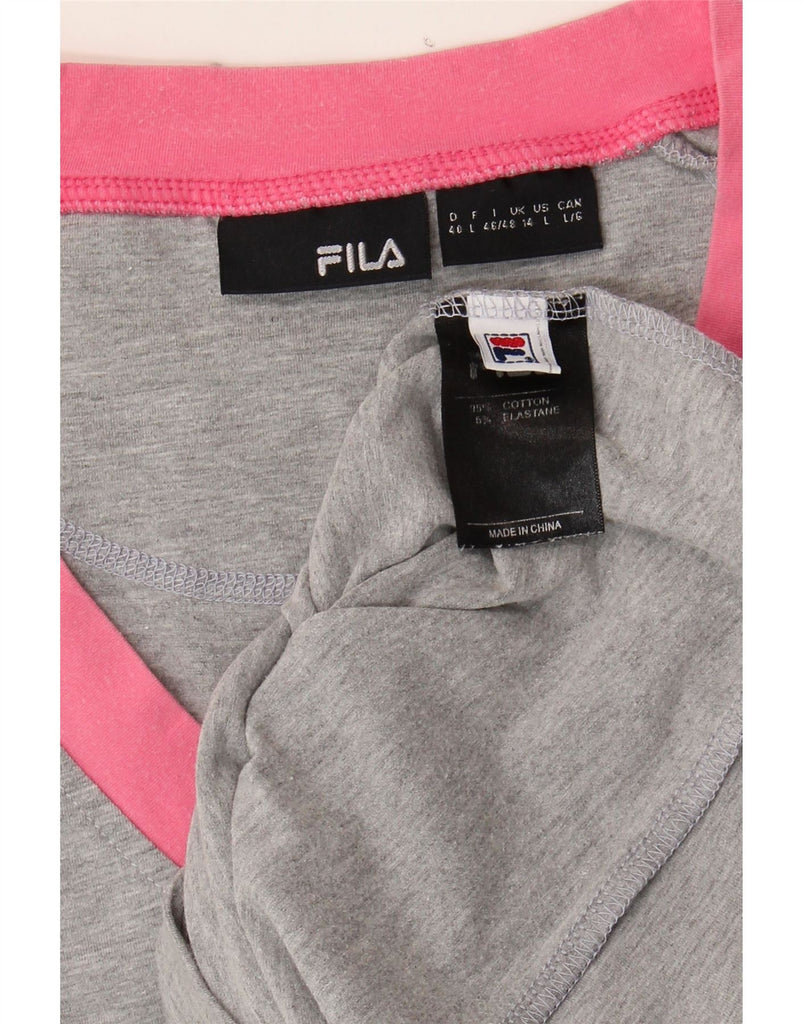 FILA Womens T-Shirt Top UK 14 Medium Grey Cotton Vintage Fila and Second-Hand Fila from Messina Hembry 