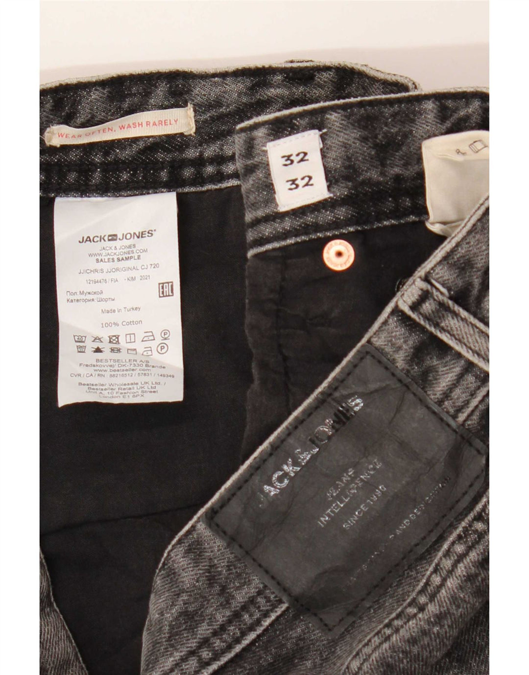 Jack & Jones Mens Straight Jeans W32 L32 Grey Cotton