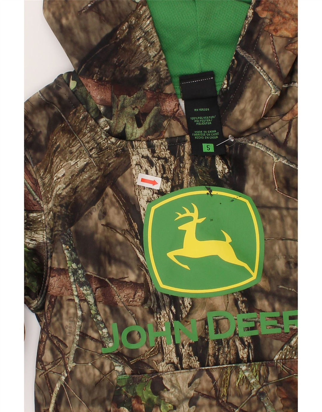 John Deere Boys Graphic Hoodie Jumper 4-5 Years Khaki Camouflage Polyester