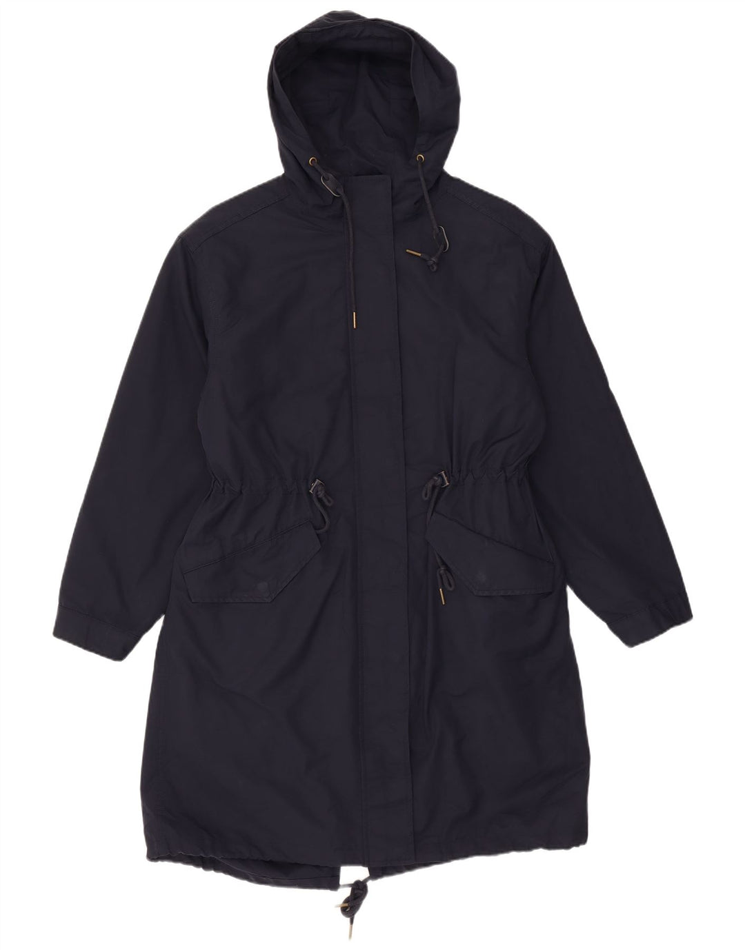 Marks & Spencer Womens Hooded Parka Jacket UK 12 Medium Navy Blue Polyester