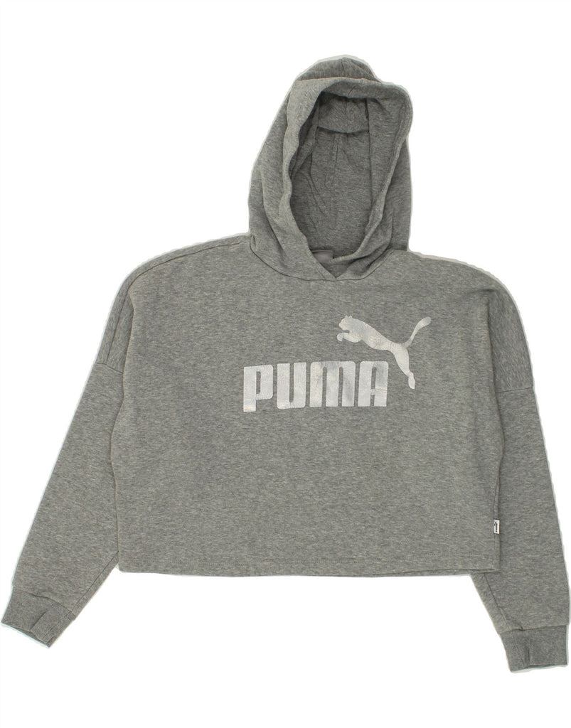 PUMA Girls Graphic Oversized Hoodie Jumper 11-12 Years Grey Cotton | Vintage Puma | Thrift | Second-Hand Puma | Used Clothing | Messina Hembry 