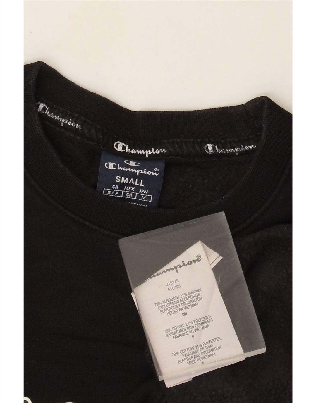Champion Mens Graphic Sweatshirt Jumper Small Black Cotton