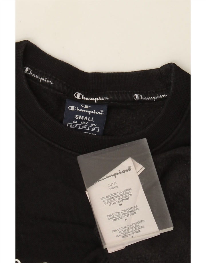 Champion Mens Graphic Sweatshirt Jumper Small Black Cotton