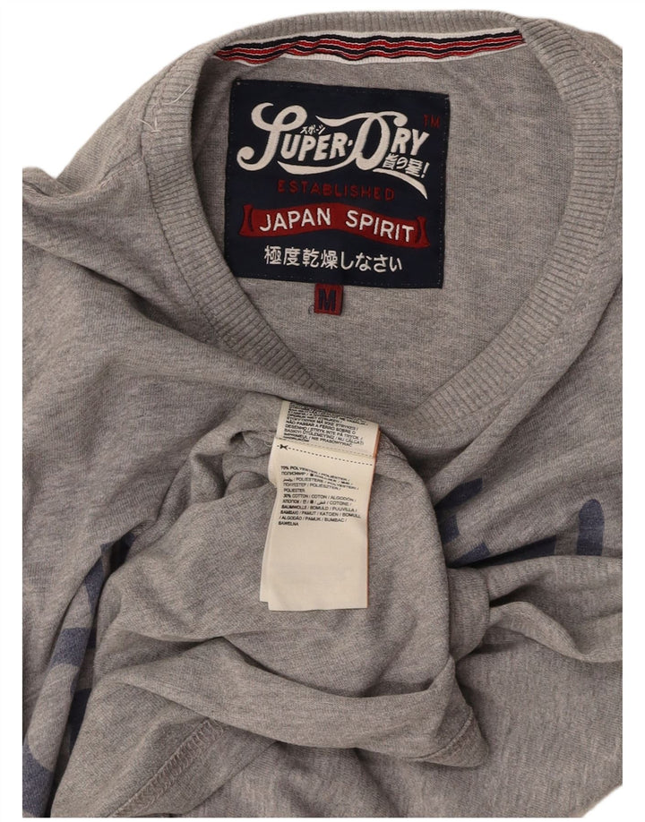 SUPERDRY Mens Graphic T-Shirt Top Medium Grey Polyester