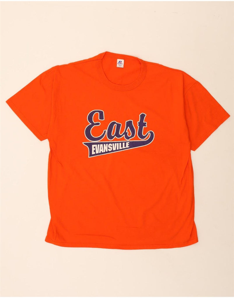 RUSSELL ATHLETIC Mens Graphic T-Shirt Top XL Orange Cotton Vintage Russell Athletic and Second-Hand Russell Athletic from Messina Hembry 