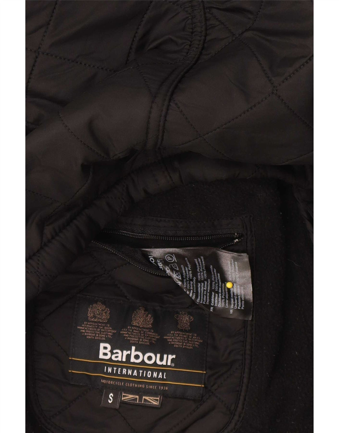 Barbour Mens Quilted Jacket UK 36 Small Black Polyester