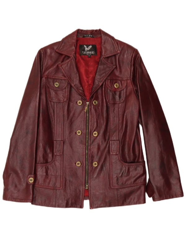 Vintage Womens Leather Jacket UK 26 5XL Burgundy