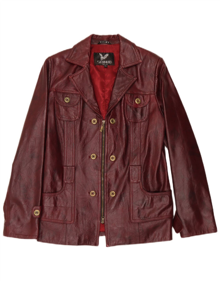 Vintage Womens Leather Jacket UK 26 5XL Burgundy