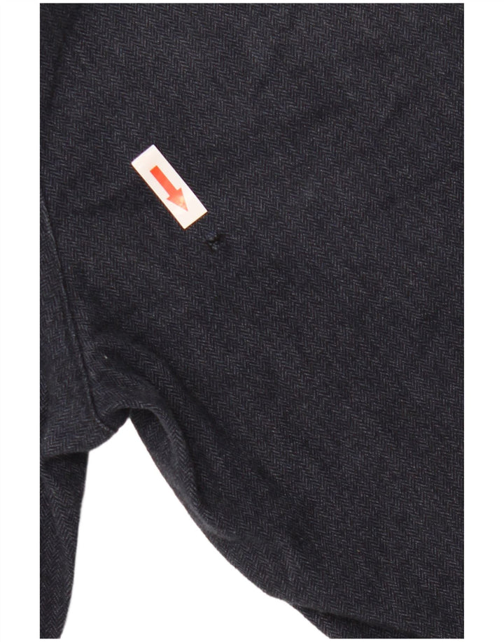 Massimo Dutti Mens Chino Trousers EU 42 Large W32 L30 Navy Blue Herringbone