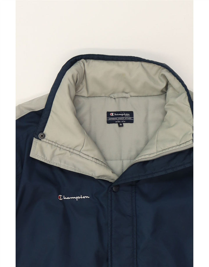 CHAMPION Mens Windbreaker Jacket UK 38 Medium Navy Blue Colourblock Vintage Champion and Second-Hand Champion from Messina Hembry 
