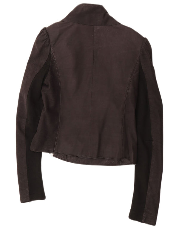 All Saints Womens Leather Racer Jacket UK 12 Medium Black Leather