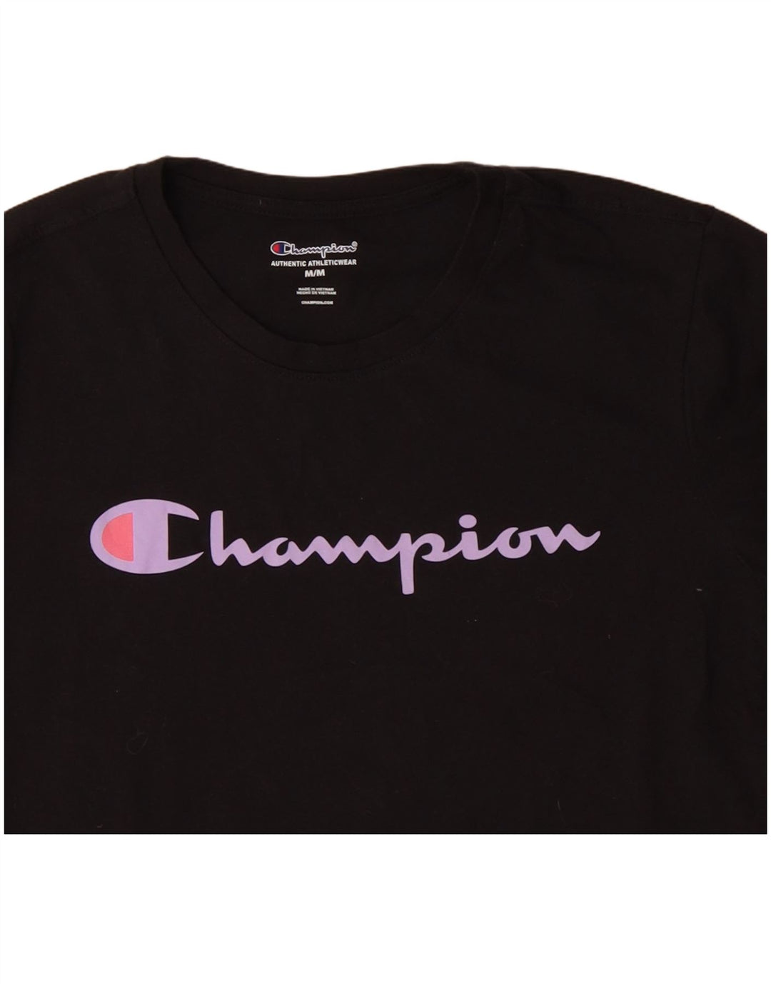 CHAMPION Womens Graphic T-Shirt Top UK 14 Medium Black Cotton