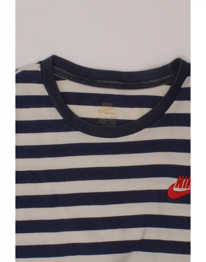 Nike Boys T-Shirt Top 12-13 Years Large Navy Blue Striped