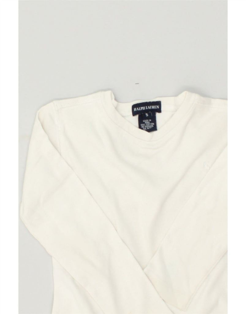 RALPH LAUREN Girls Top Long Sleeve 4-5 Years White Cotton | Vintage Ralph Lauren | Thrift | Second-Hand Ralph Lauren | Used Clothing | Messina Hembry 