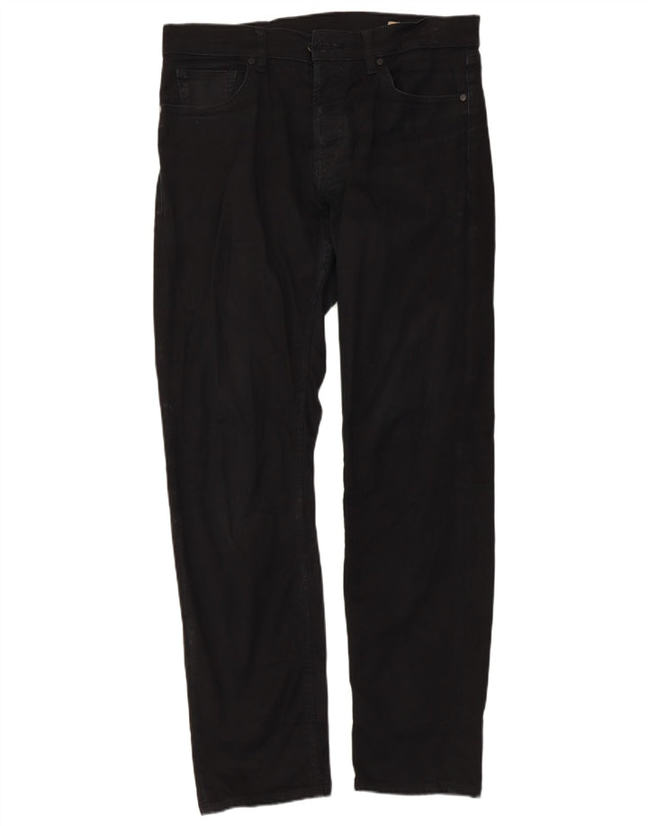 Marks & Spencer Mens Slim Casual Trousers W32 L33 Black Cotton