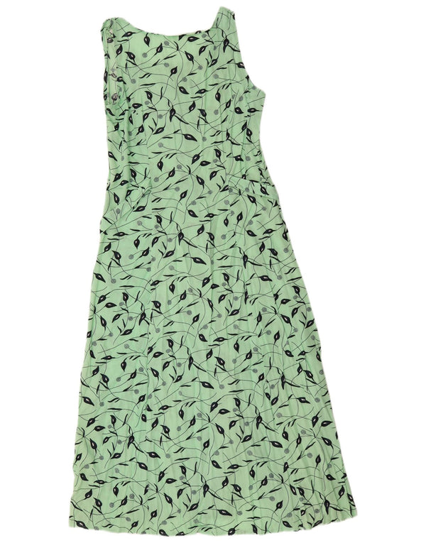 Vintage Womens Maxi Sundress UK 12 Medium Green Floral Viscose