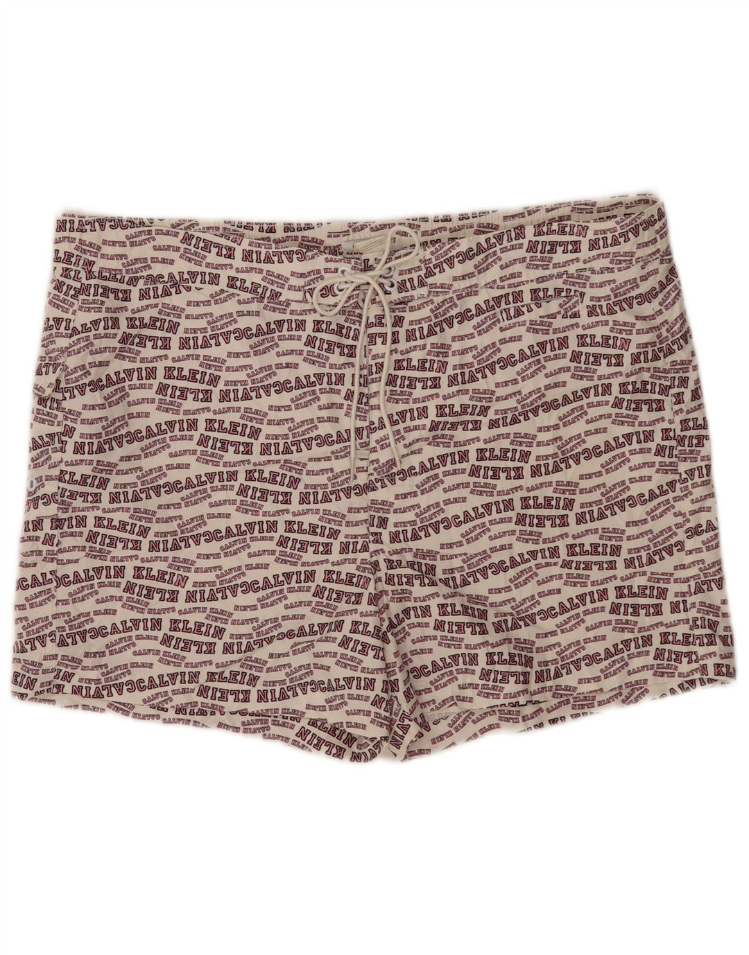 Calvin Klein Mens Graphic Swimming Shorts Large  Off White Polyester