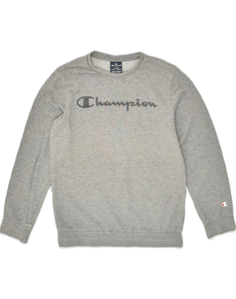 CHAMPION Boys Graphic Sweatshirt Jumper 11-12 Years Large Grey Cotton | Vintage Champion | Thrift | Second-Hand Champion | Used Clothing | Messina Hembry 