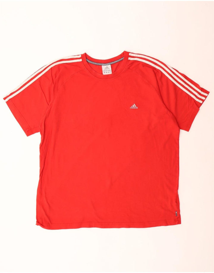 Adidas Mens T-Shirt Top 2XL Red Cotton