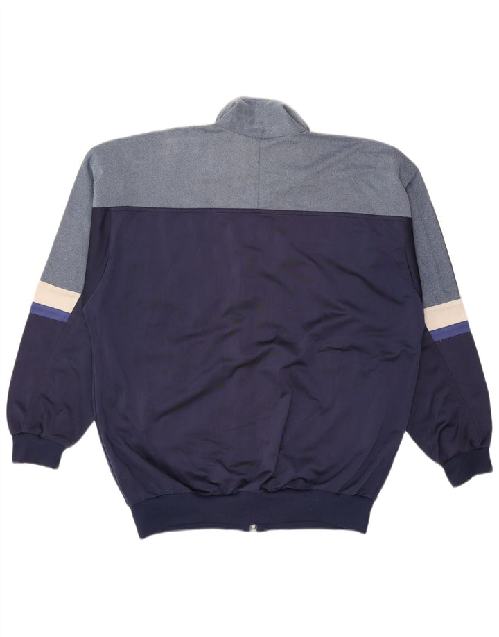 ASICS Mens Graphic Tracksuit Top Jacket Large Navy Blue Colourblock