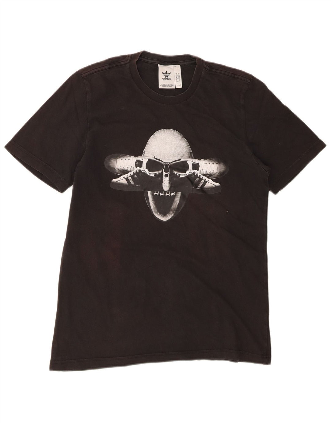 ADIDAS Mens Graphic T-Shirt Top Small Black Cotton