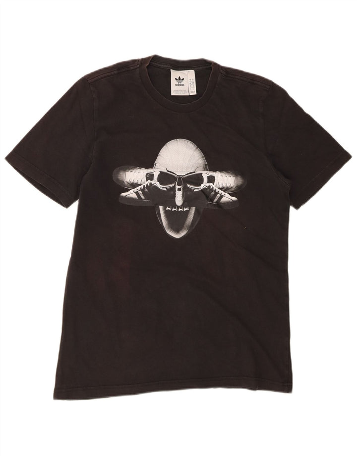 ADIDAS Mens Graphic T-Shirt Top Small Black Cotton