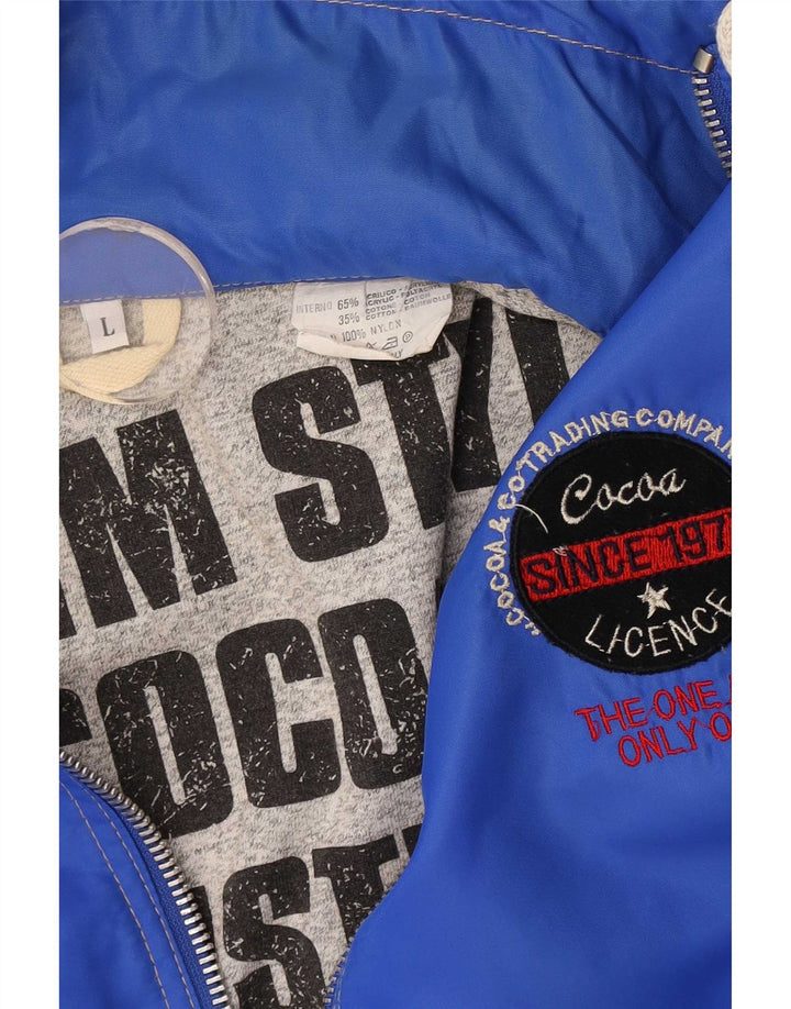 Cocoa Mens Graphic Tracksuit Top Jacket Large Blue Nylon