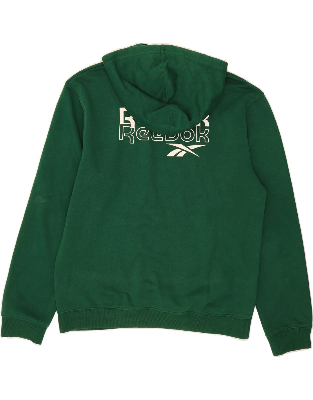 REEBOK Mens Graphic Hoodie Jumper Medium Green Cotton Vintage Reebok and Second-Hand Reebok from Messina Hembry 
