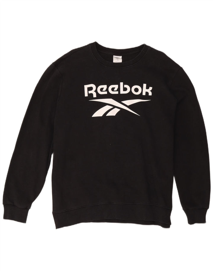 Reebok Mens Graphic Sweatshirt Jumper XL Black Cotton