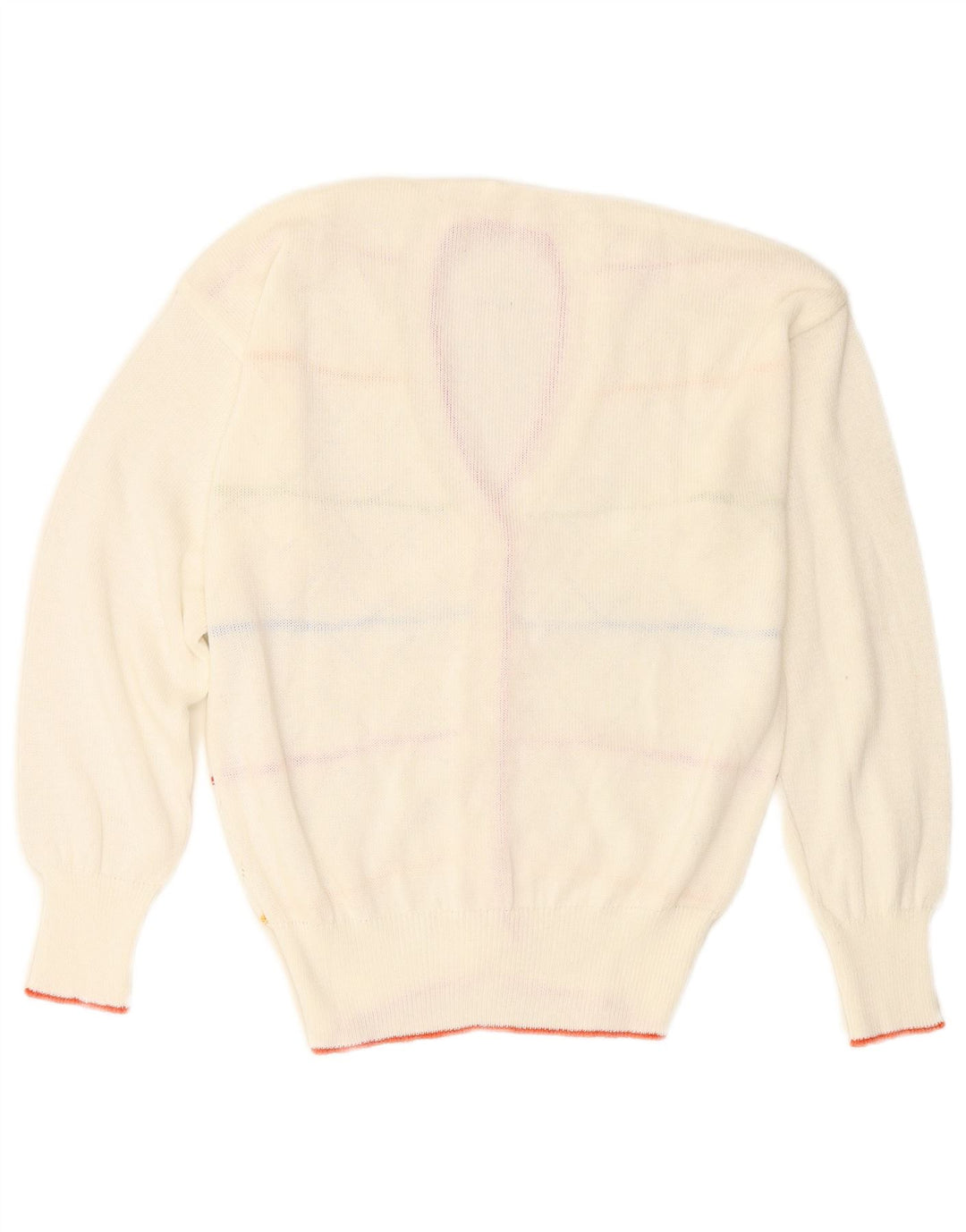 Vintage Womens Cardigan Sweater UK 12 Medium Off White Striped