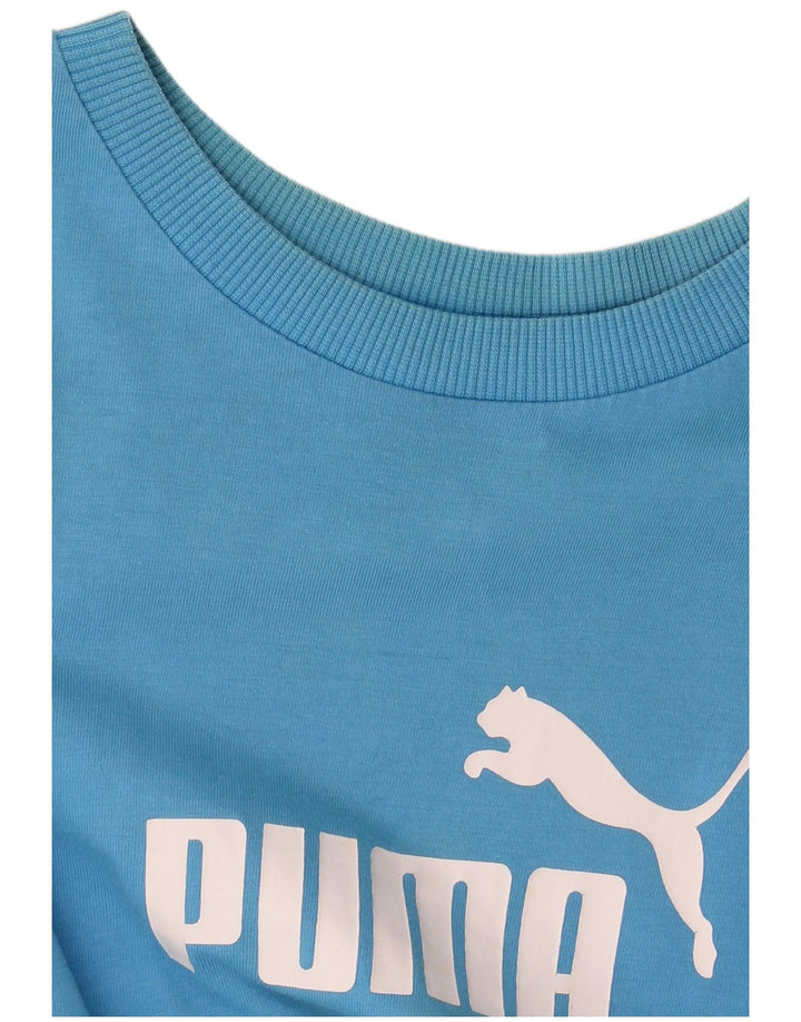 Puma Womens Graphic T-Shirt Top UK 12 Medium Blue Cotton