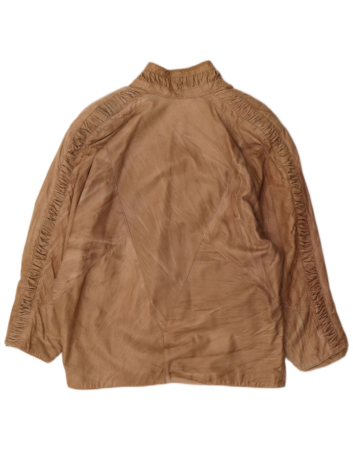 Vintage Womens Oversized Leather Jacket UK 18 XL Beige