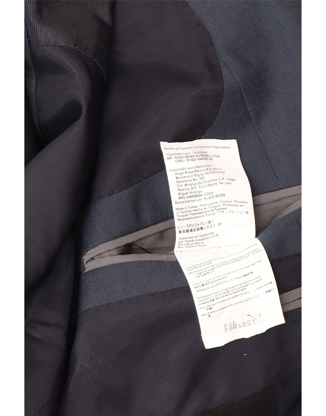 Hugo Boss Mens 2 Button Blazer Jacket IT 48 Medium Navy Blue Wool