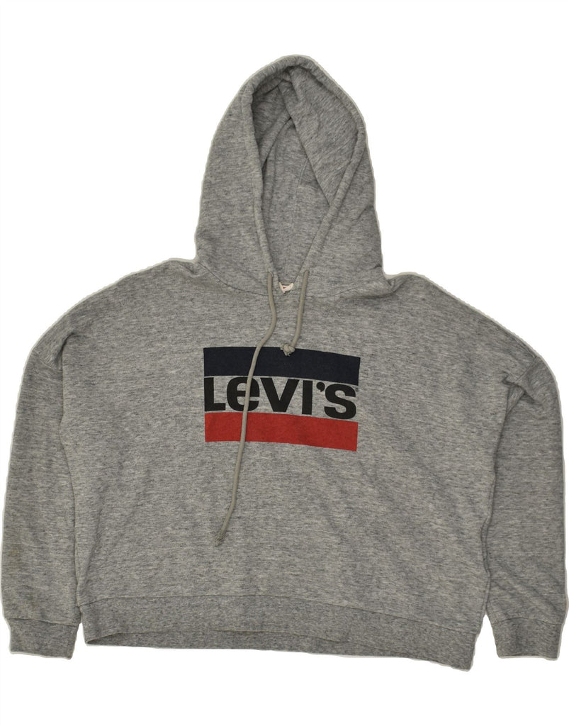 LEVI'S Womens Graphic Hoodie Jumper UK 16 Large Grey Cotton | Vintage Levi's | Thrift | Second-Hand Levi's | Used Clothing | Messina Hembry 