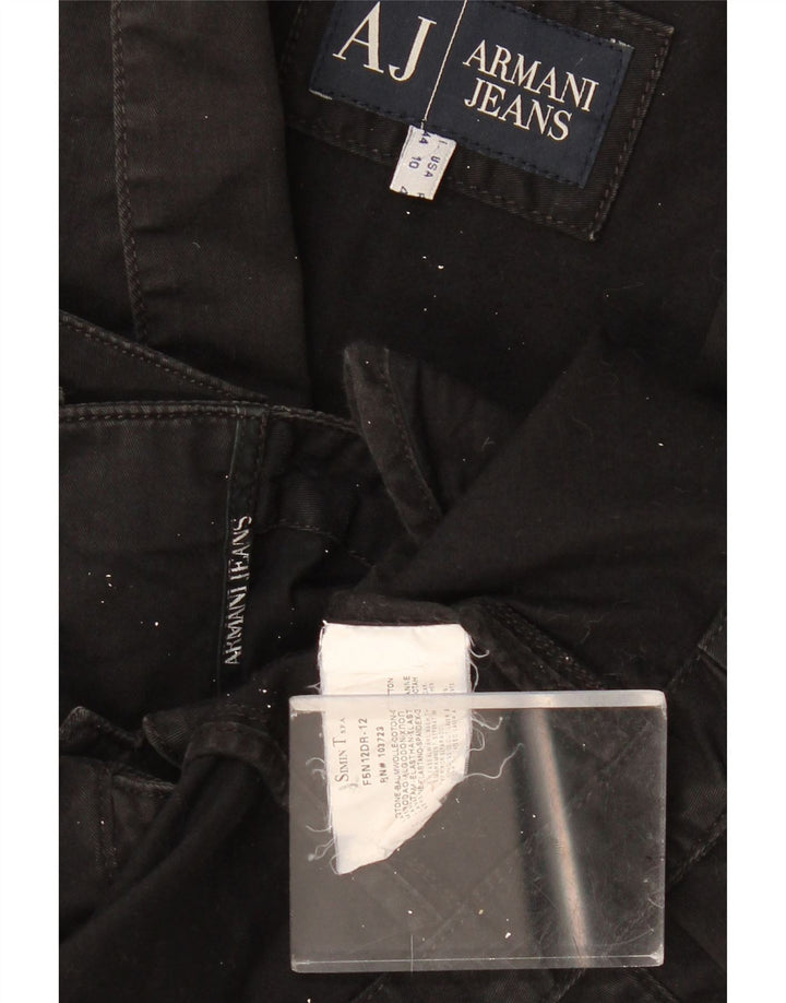 Armani Jeans Womens Crop 3 Button Blazer Jacket IT 44 Medium Black Cotton