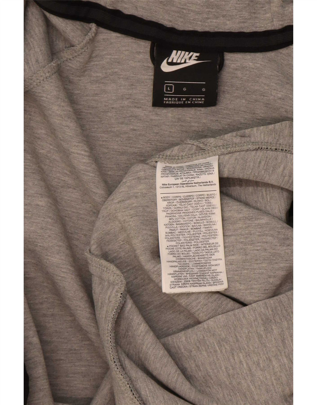 Nike Mens Zip Hoodie Sweater Large Grey Flecked Cotton
